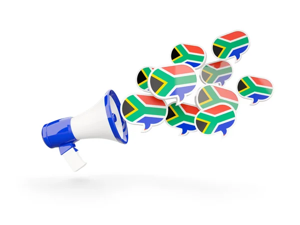 Megafone com bandeira da África do Sul — Fotografia de Stock