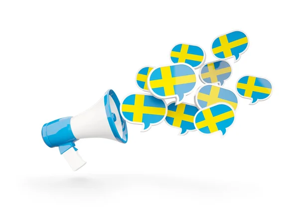Мегафон с флагом Швеции — стоковое фото