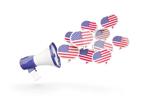 Megaphone with flag of united states of america — Stock Photo, Image