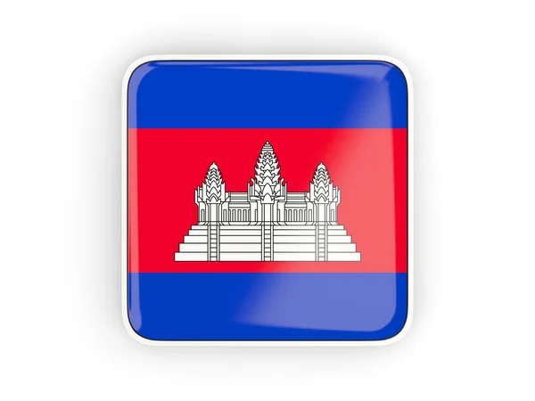 Bandeira de cambodia, ícone quadrado — Fotografia de Stock