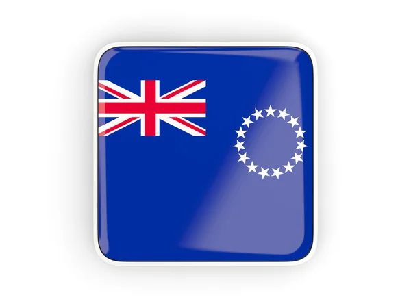 Cooköarna, fyrkantiga ikonen flagga — Stockfoto