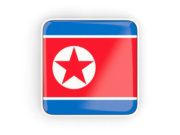 Bandera de Corea del Norte, icono cuadrado —  Fotos de Stock