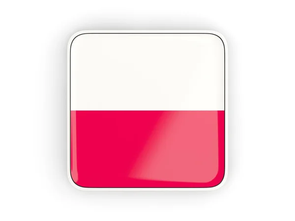 Vlajka Polsko, čtvercová ikona — Stock fotografie