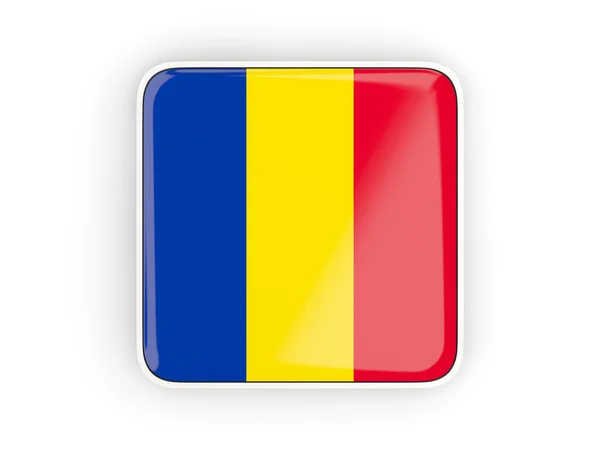 Flaga Rumunii, kwadratowa ikona — Zdjęcie stockowe