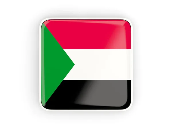 Flagge von Sudan, quadratische Ikone — Stockfoto