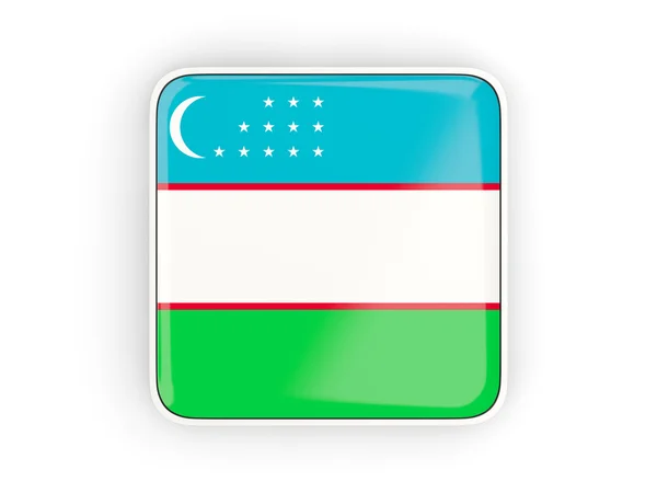Bandera de Uzbekistán, icono cuadrado —  Fotos de Stock