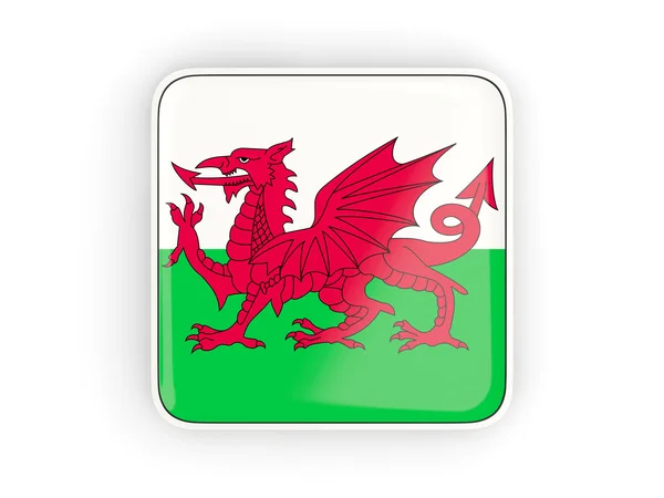 Флаг Уэльса, квадратная икона — стоковое фото