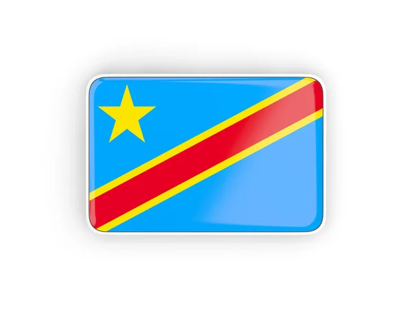 Флаг Демократической Республики Конго, прямоугольная икона — стоковое фото
