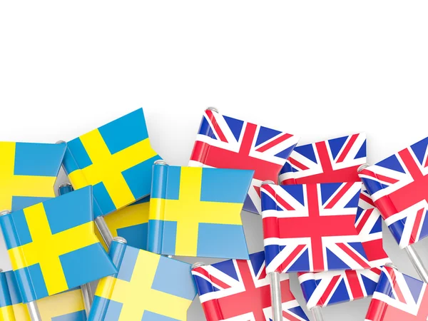 Flags of Sweden and UK isolated on white — Stock Photo, Image