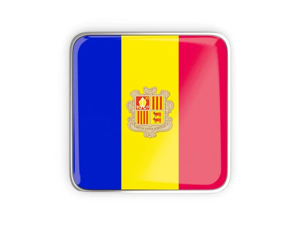 Vlajka Andorry, čtvercová ikona — Stock fotografie