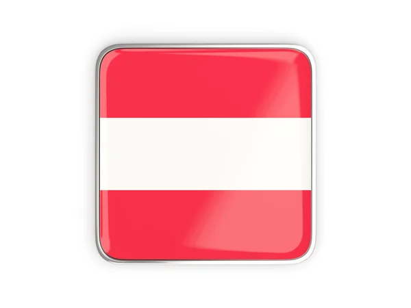 Ausztria, négyzet alakú ikon zászlaja — Stock Fotó