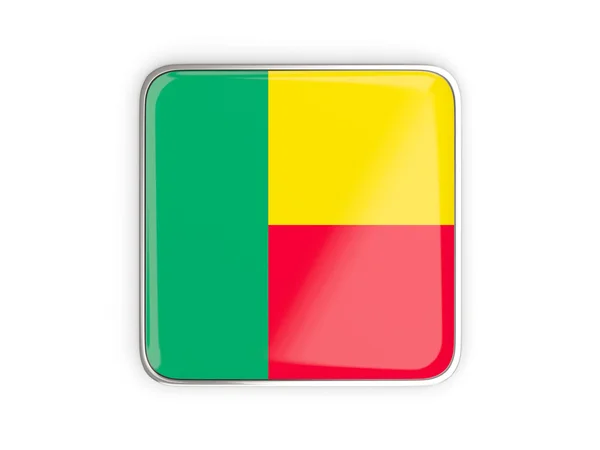 Benin, fyrkantiga ikonen flagga — Stockfoto