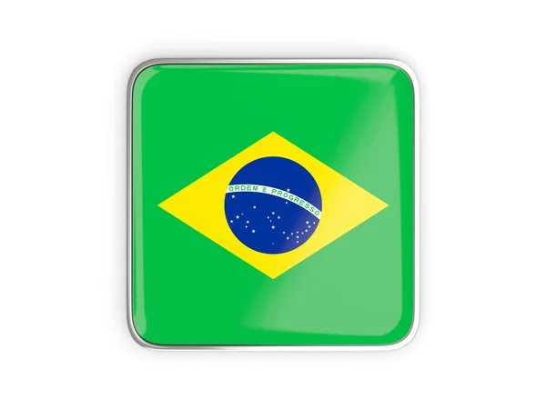 Bandera de Brasil, icono cuadrado — Foto de Stock