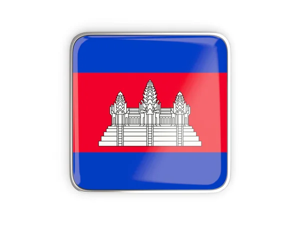 Bandeira de cambodia, ícone quadrado — Fotografia de Stock