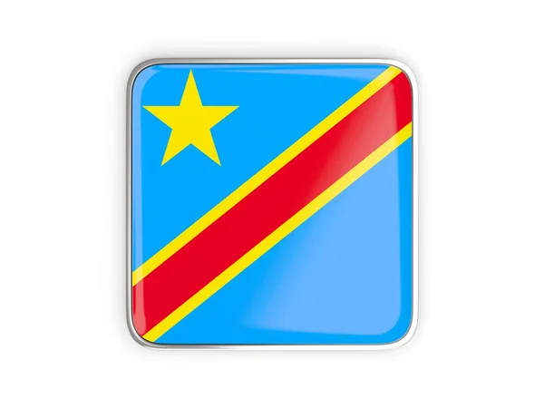 Bandeira da república democrática do congo, ícone quadrado — Fotografia de Stock