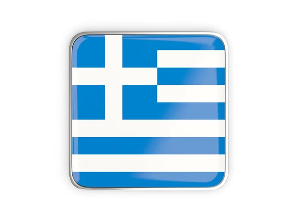 Bandera de Grecia, icono cuadrado —  Fotos de Stock