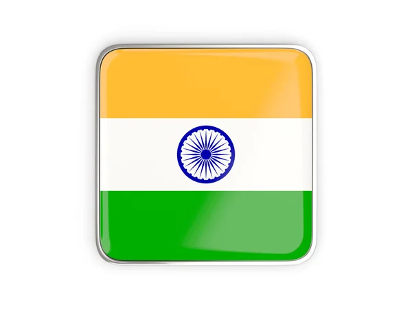 Bandeira da Índia, ícone quadrado — Fotografia de Stock