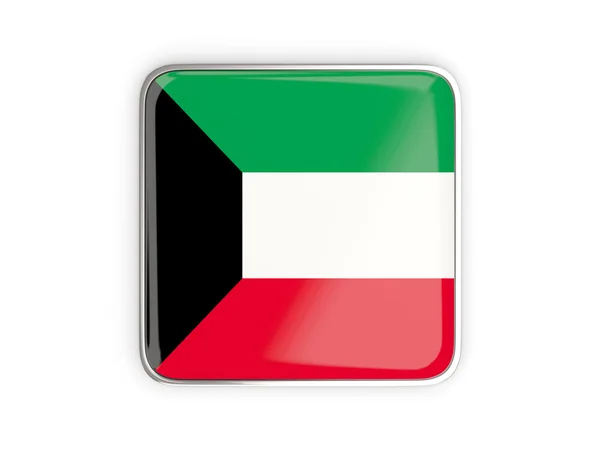 Bandeira do kuwait, ícone quadrado — Fotografia de Stock