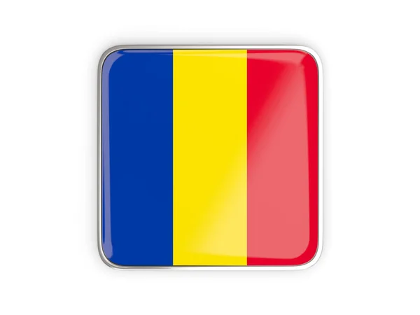 Flagge von Rumänien, quadratische Ikone — Stockfoto