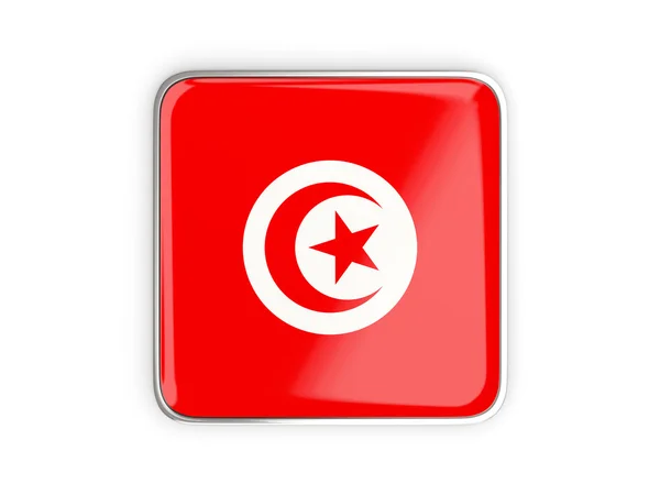 Tunisien, fyrkantiga ikonen flagga — Stockfoto