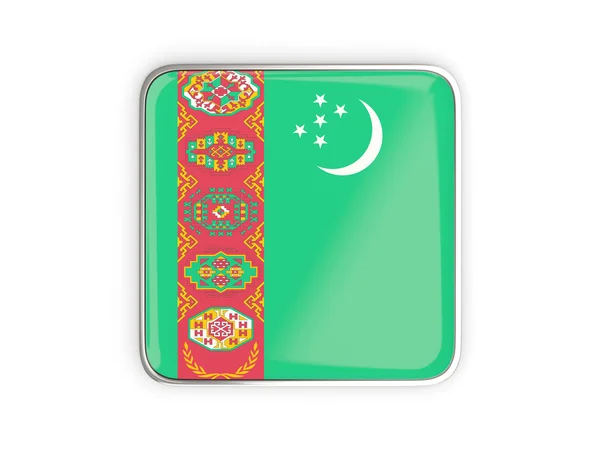 Flaga Turkmenistanu, kwadratowa ikona — Zdjęcie stockowe