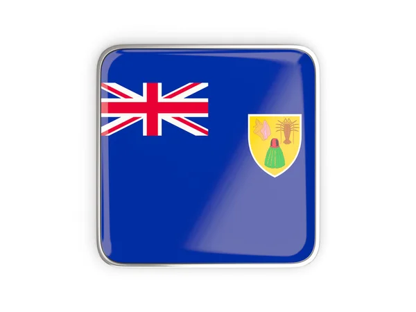 国旗的特克斯和凯科斯群岛，方形图标 — 图库照片