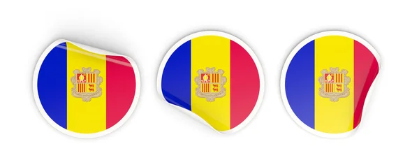 Andorra, yuvarlak Etiketler bayrak — Stok fotoğraf