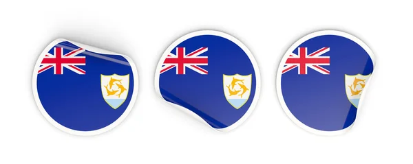 Flagga för anguilla, runda etiketter — Stockfoto