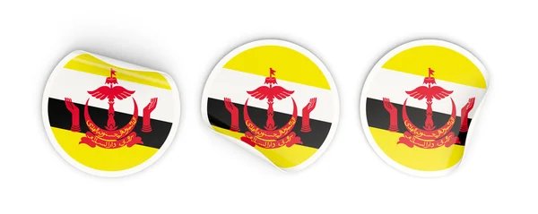 Bandeira de brunei, rótulos redondos — Fotografia de Stock