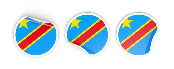 Flag of democratic republic of the congo, round labels — Stock Photo, Image