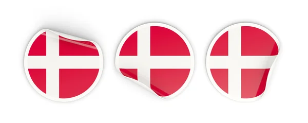 덴마크, 둥근 라벨의 깃발 — 스톡 사진