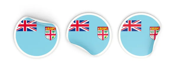 Flagga i fiji, runda etiketter — Stockfoto