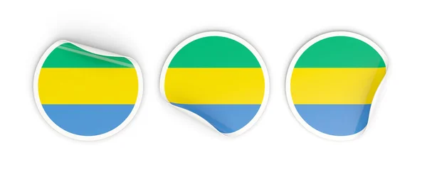 Flag of gabon, round labels — Stock Photo, Image