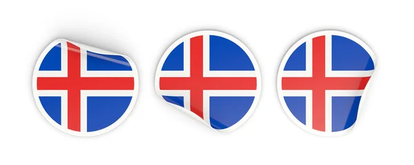 Bandera de iceland, etiquetas redondas — Foto de Stock