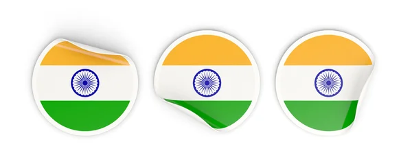 Bendera India, label bundar — Stok Foto