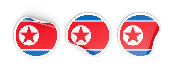 Drapeau de la Corée du Nord, étiquettes rondes — Photo
