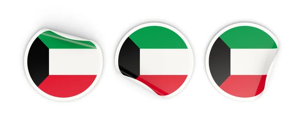 Flagga för kuwait, runda etiketter — Stockfoto