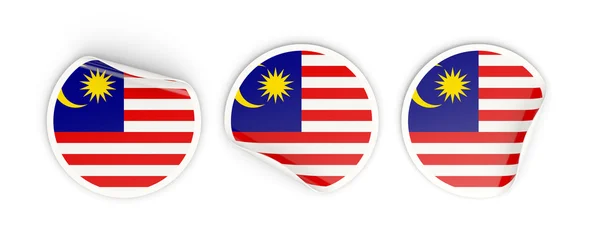 Flaga Malezji, okrągłe etykiety — Zdjęcie stockowe