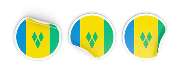 Flag of saint vincent and the grenadines, round labels — Stock Photo, Image