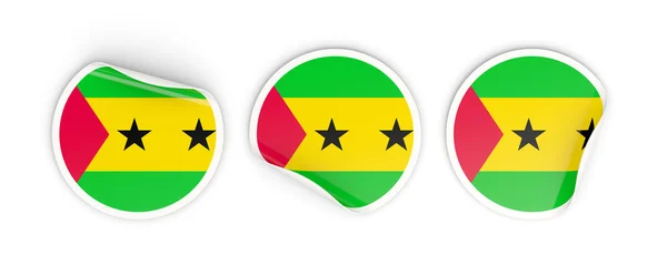 Flagga sao tome och principe, runda etiketter — Stockfoto