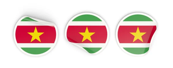 Flagga av Surinam, runda etiketter — Stockfoto