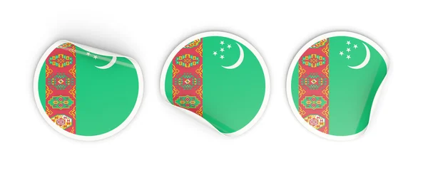 Türkmenistan, yuvarlak Etiketler bayrak — Stok fotoğraf