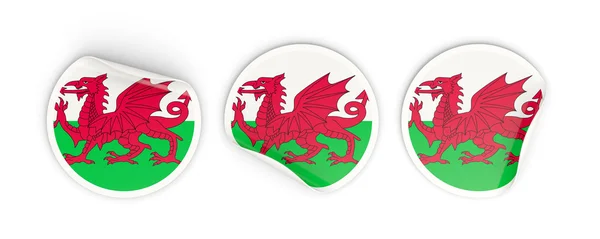 Flagge von Wales, runde Etiketten — Stockfoto