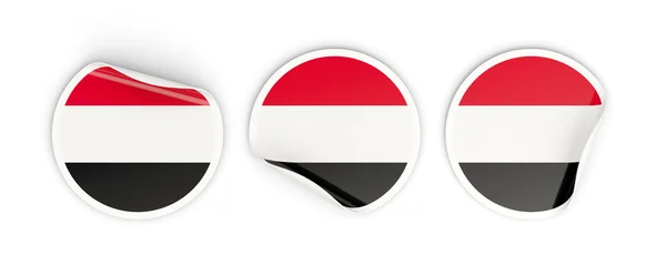예멘, 둥근 라벨의 깃발 — 스톡 사진
