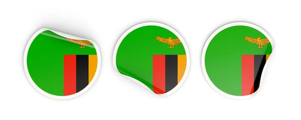 Vlajka Zambie, kulaté štítky — Stock fotografie