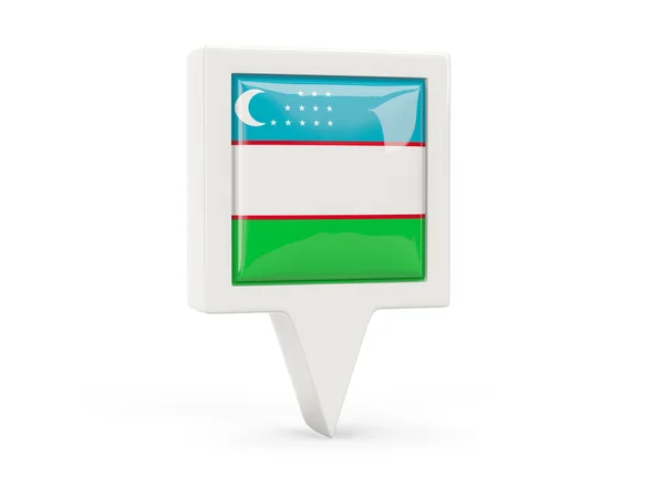 Square flag icon of uzbekistan — Stock Photo, Image