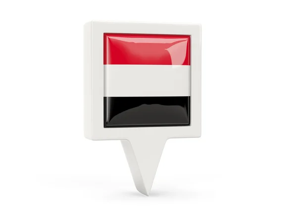 Kwadratowa flaga ikona z Jemenu — Zdjęcie stockowe
