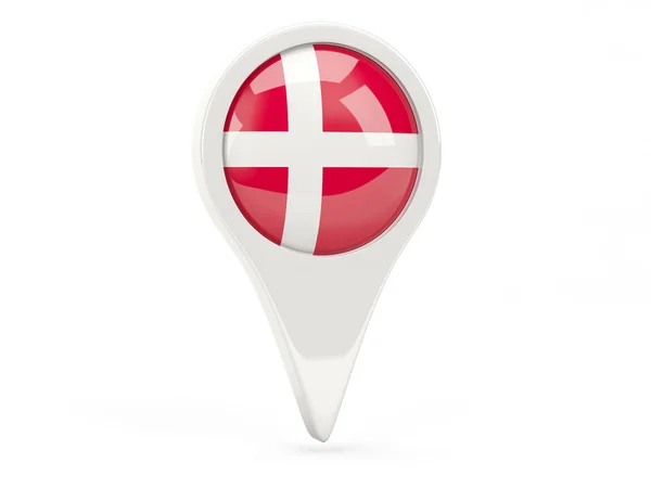 Runda flaggikonen av Danmark — Stockfoto