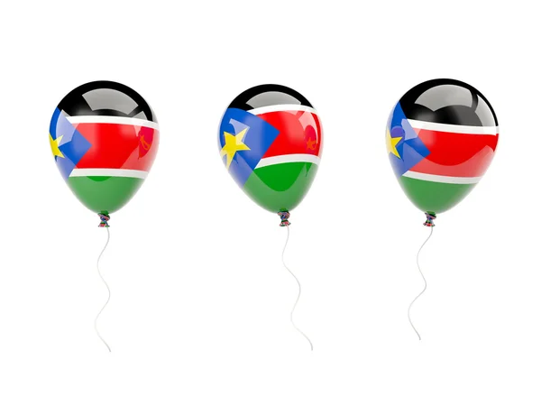 Ballons aériens avec drapeau du Soudan du Sud — Photo