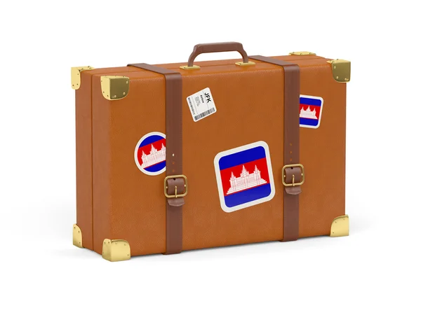 Kamboçya bayrağı ile bavul — Stok fotoğraf